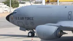 Şubat ayında İsrail'de görülen ABD Hava Kuvvetleri'ne ait bir Boeing KC-135 Stratotanker havadan yakıt ikmal uçağının arşiv fotoğrafı.