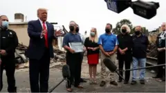 Rais Trump amekemea vitendo vya maandamano ya vurugu baada ya kuwasili Kenosha