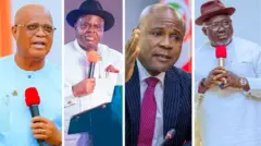 Akwa Ibom state govnor Umo Eno, Enugu govnor Peter Mbah, Bayelsa govnor Douye Diri, and Delta state govnor Sheriff Oborevwori