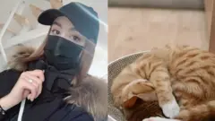 Kristina Shramko ve kedisi Kitya