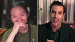 Chloé Zhao and Sacha Baron Cohen