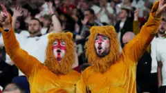 Two of the three lions