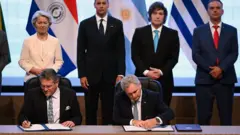 Momento de la firma del acuerdo entre la UE y Mercosur