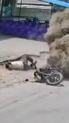 வளைவில் கவிழ்ந்த டிராக்டர் - நூலிழையில் தப்பிய நபர்