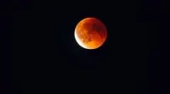 Lua vermelha em eclipse