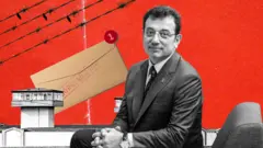 İllüstrasyon bir koltukta Ekrem İmamoğlu'nu gösteriyor. Arkada dikenli teller ve üzerinde "görülmüştür" yazan bir zarf var.