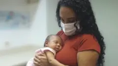 A woman participates in the World Breastfeeding Week campaign at the Instituto Fernandes Figueira Maternity Hospital, in the Flamengo neighbourhood, Rio de Janeiro, Brazil.