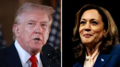 トランプ前大統領（左）とハリス副大統領