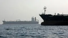 په سمندر کې دوه بېړۍ ولاړې دي.