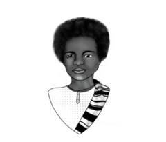 Ilustração de Esperança Garcia em branco e preto