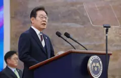 이재명 대통령이 6일 국립서울현충원에서 거행되는 제70회 현충일 추념식에 참석했다. 사진은 이 대통령이 지난 4일 서울 여의도 국회 본청 로텐더홀에서 제21대 대통령 취임사를 하고 있는 모습