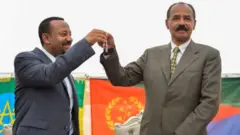 Perezida wa Eritrea na Minisitiri w'intebe wa Ethiopia Abiy Ahmed