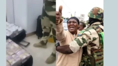 Aworan apoti owo atawọn eeyan kan pẹlu ologun