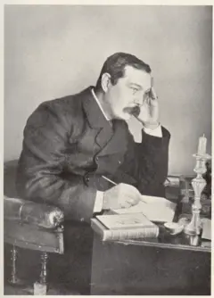 Arthur Doyle escrevendo em um livro