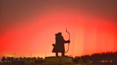 Northern Lights seen from Daqing, Heilongjiang Province of China, along the Great Wall on 11 October