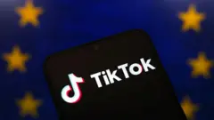 Логотип TikTok на фоне европейского флага