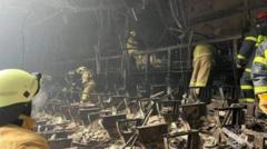 মস্কোর থিয়েটার হলে হামলার পর উদ্ধার কাজ চালানো হচ্ছে।