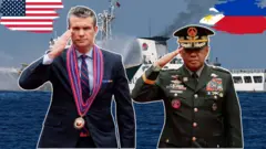 Bộ trưởng Quốc phòng Mỹ Pete Hegseth (trái) và Tham mưu trưởng Quân đội Philippines Romeo Brawner Jr