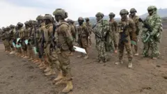 Abasirikare ba DR Congo bo mu mutwe w'ingabo zidasanzwe bari imyitozo i Goma mu mpera z'umwaka ushize bahabwaga n'ingabo za SADC