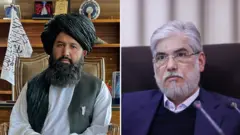 تصویر آقای ندیم با عمامه سیاه و تصویر صراف با دریشی