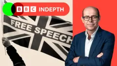 A flag saying 'free speech' with another image or Nick to the side 