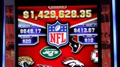 Tela exibindo as cotações para o Super Bowl da NFL