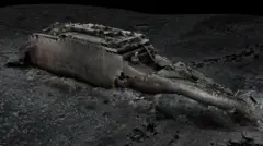 Um escaneamento digital do Titanic mostra a proa pousada no fundo do mar, em posição vertical (sem estar tombada)