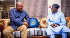 Aworan Aarẹ Bola Tinubu ati Aarẹ ti ilu ṣẹṣẹ dibo yan ni Ghana