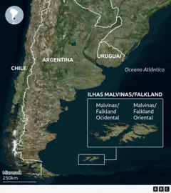 Mapa das Malvinas/Falklands