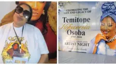 Foluke Daramola nibi eto Aṣalẹ awọn oṣere to waye ni iranti Tope Osoba, o wa lapa osi ninu aworan yii, Tope Osoba wa ninu aworan apa ọtun.
