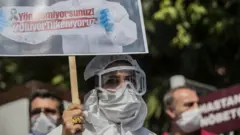 TTB'nin 'Yönetemiyorsunuz, Tükeniyoruz' eyleminden bir fotoğraf (15 Eylül 2020)