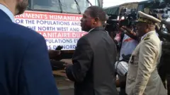 Paul Atanga Nji and partners as trucks di leave Yaounde