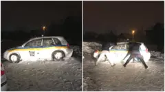 Поліцейська машина зі снігу