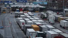 Lorries queue at Dover