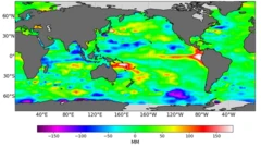 Un mapamundi mostrando el estado de las ondas kelvin el 8 de mayo.