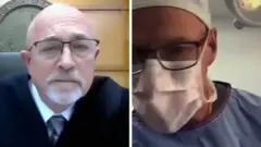 Juiz Gary Link e médico Scott Green durante a transmissão da audiência