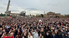 Predizborni skup opozicione partije Tisa u Budimpešti, 9. april 2026