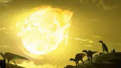 印象圖：恐龍和撞地隕石