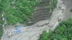 ड्रोनबाट लिइएको मेलम्ची आयोजना अन्तर्गतको हेडवर्क्स भएको स्थानको तस्बिर