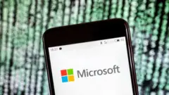 Microsoft logo seen displayed on a smartphone