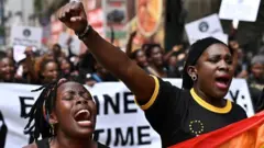 Women activists marching in Kenya