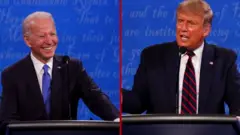 Bajden i Tramp tokom debate za predsedničke izbore 2020.