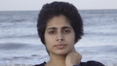 Natasha Noel on a beach in India