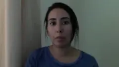 صورة من مقاطع الفيديو التي سجلتها الشيخة لطيفة بعد فشل محاولة هروبها.