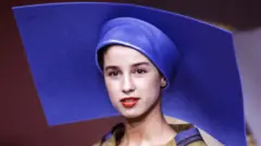 A model at Issey Miyake's fashion show in Paris in 1987