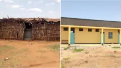 በቦረና ዞን በዱቡሉቅ ወረዳ የሚገን ትምህርት ቤት ከመታደሱ በፊት (በስተግራ) ከታደሰ በኋላ (በስተቀኝ)