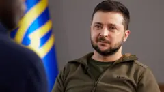 Ukrainian President Volodymyr Zelensky talks to the BBC's Clive Myrie