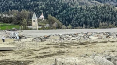 The previously submerged village of Curon, Italy