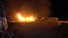 ጥቃቱ ከተፈጸመ በኋላ አካባቢው በእሳት ተያይዞ ይታያል