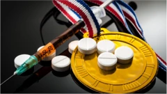 Olympic gold medal pills and a syringe